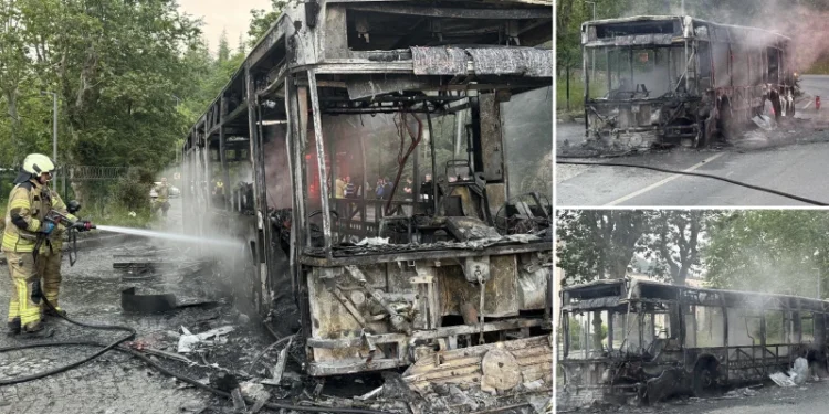 Beykoz’da yanan İETT otobüsü küle döndü