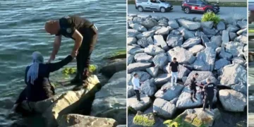 Avcılar’da kayalıklardan denize düşen kadını yunus polisleri kurtardı