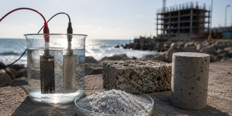 Deniz suyuna elektrik vererek betona alternatif geliştirdiler