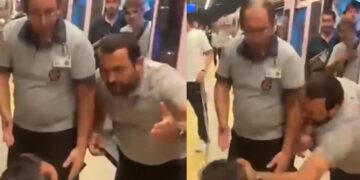 Kavganın arasında kalıp darbedilen temizlik görevlisinin attığı tokadın sesi istasyonda yankılandı